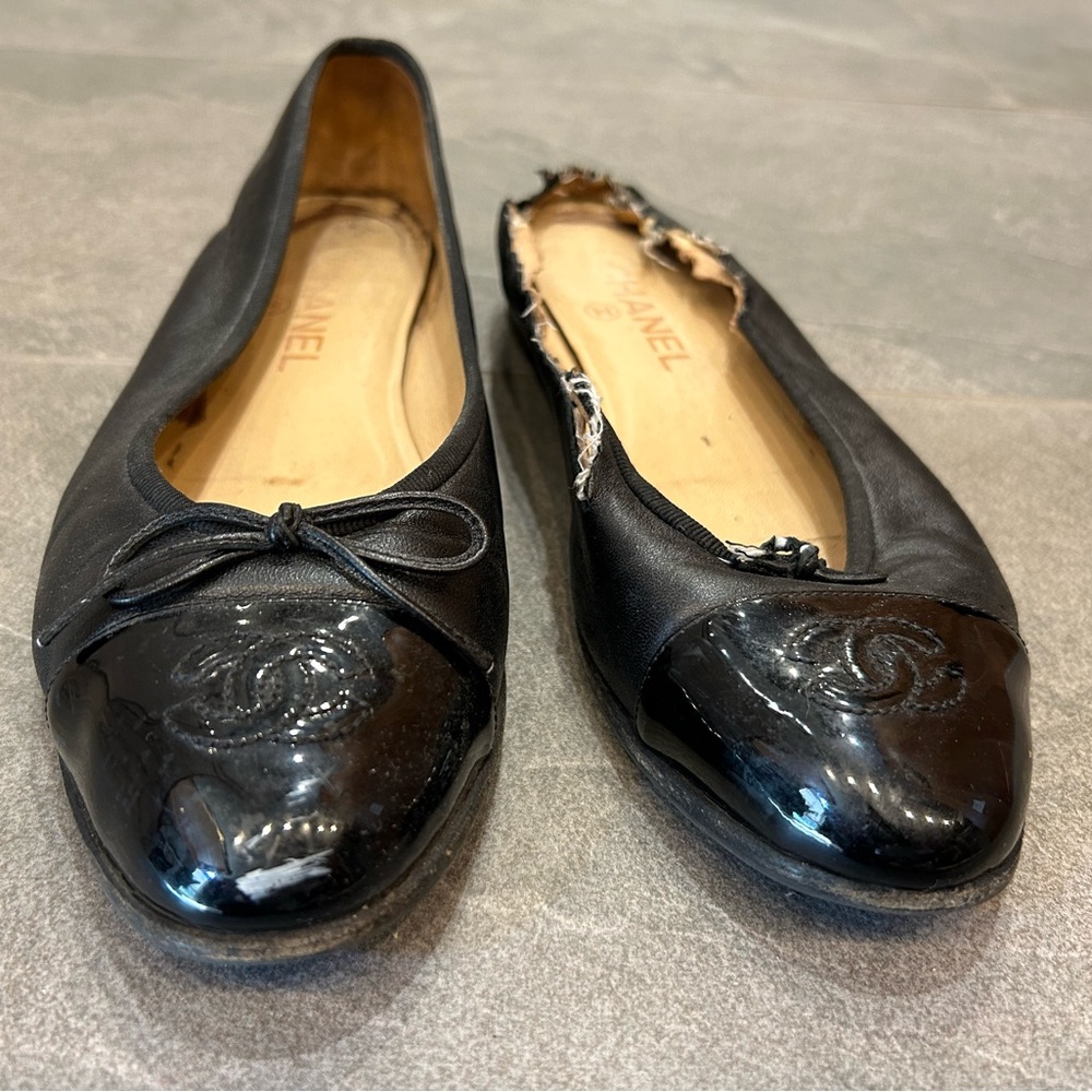 Chanel ballerinas - one was eaten by the dog!